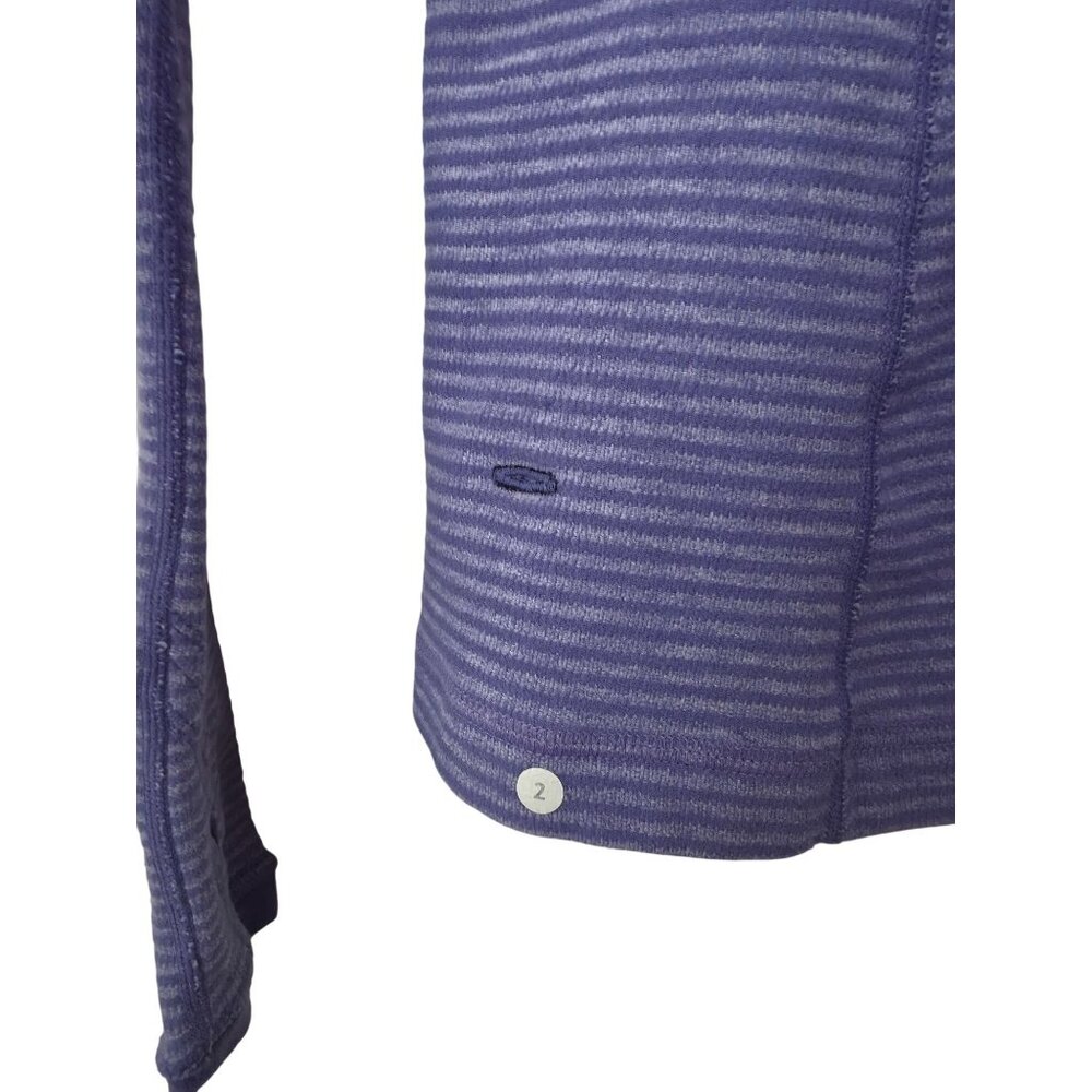 Lululemon Purple Long Sleeve Stripe Crew Neck Athleisure Base Layer Top Sz 2 - Picture 6 of 7